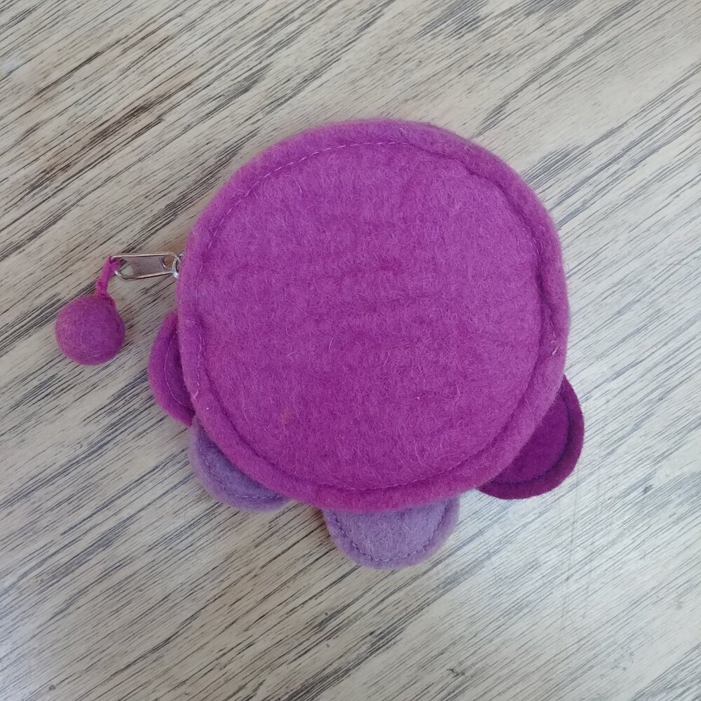 Handmade purple wool felt pouch wallet coin purse - Picture 5 of 11